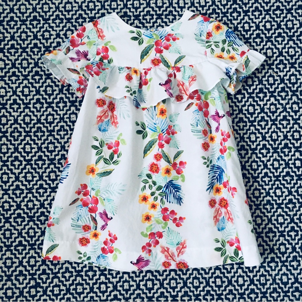 Excellent Zara Toddler Girls Cotton Floral ruffle dress size 3/4